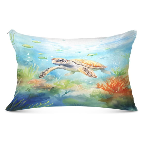 Turtle Fish Coral Plush Pillow Cases King Size Ultra Soft Warm Pillowcases with Zipper 20"x40"