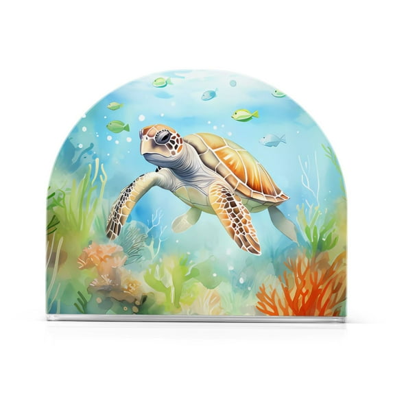 Turtle Fish Sea Waterweed Napkin Holder for Table Clear Napkin Stand Paper Holder Acrylic Organizer Dispenser Napkins for Dinner Kitchen Restaurant Room