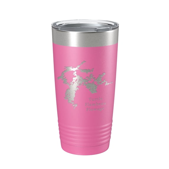 Turtle Flambeau Flowage Tumbler Lake Map Travel Mug Insulated Laser Engraved Coffee Cup Wisconsin 20 oz Pink