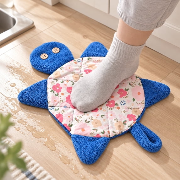 Turtle Floor Mop Washable Spill Towel Soft Cotton Reusable Foot Mop Pad ...