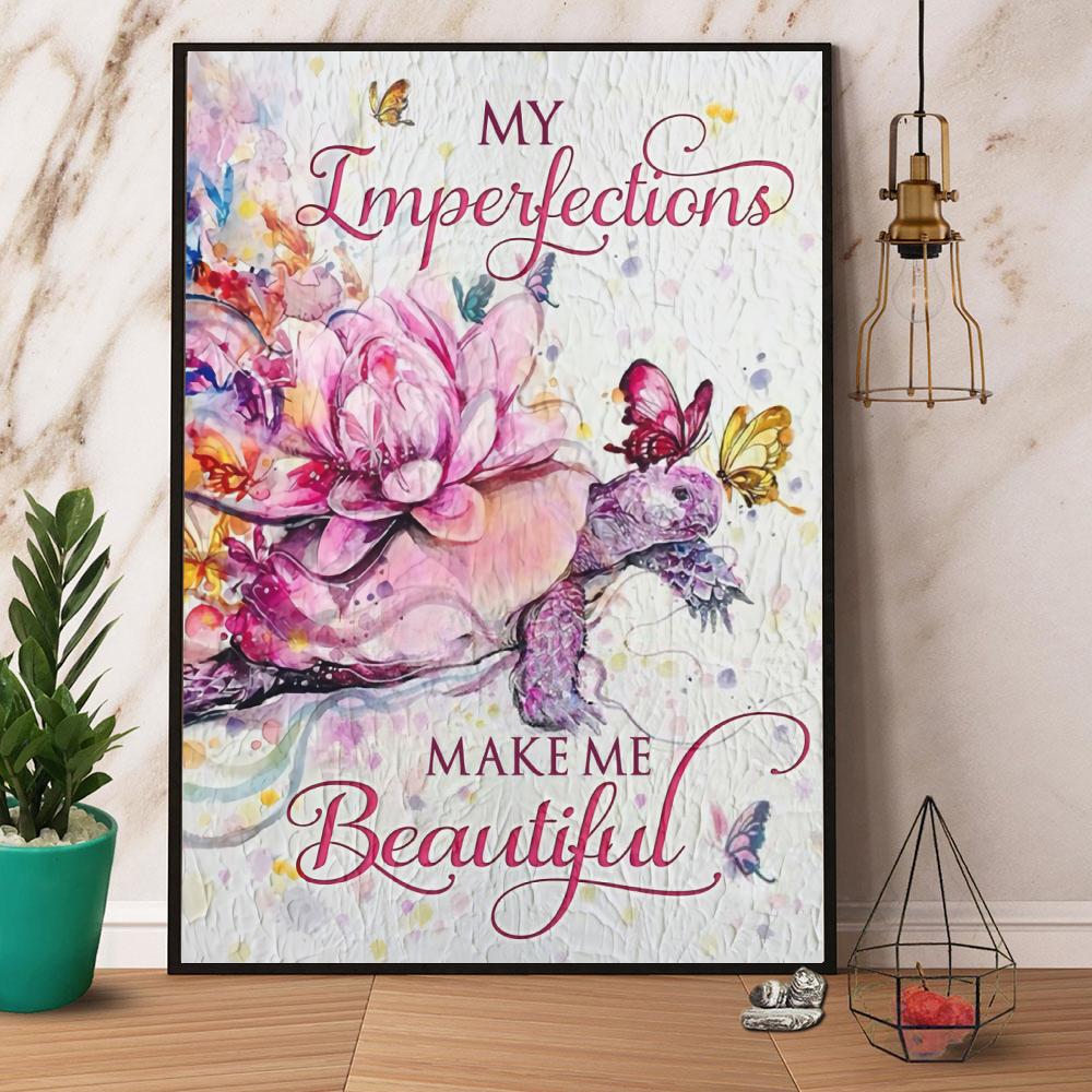 Picture of Turtle Flower My Imperfections Make Me Beautiful Paper Poster No Frame ...