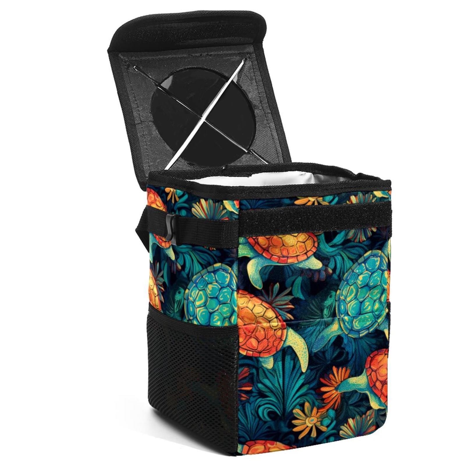 Turtle Foldable Mini Trash Can with Lid - Leak-Proof Car Garbage Can ...