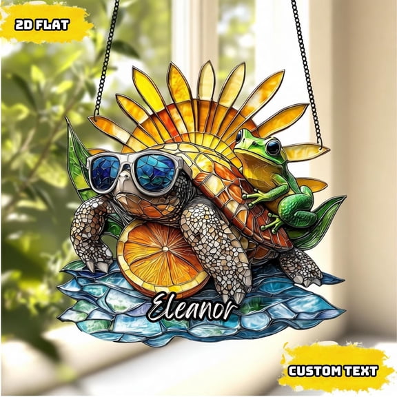 Turtle Frog Acrylic Suncatcher Cute Animal Decor Art Window Hanging Summer Beach House Gift
