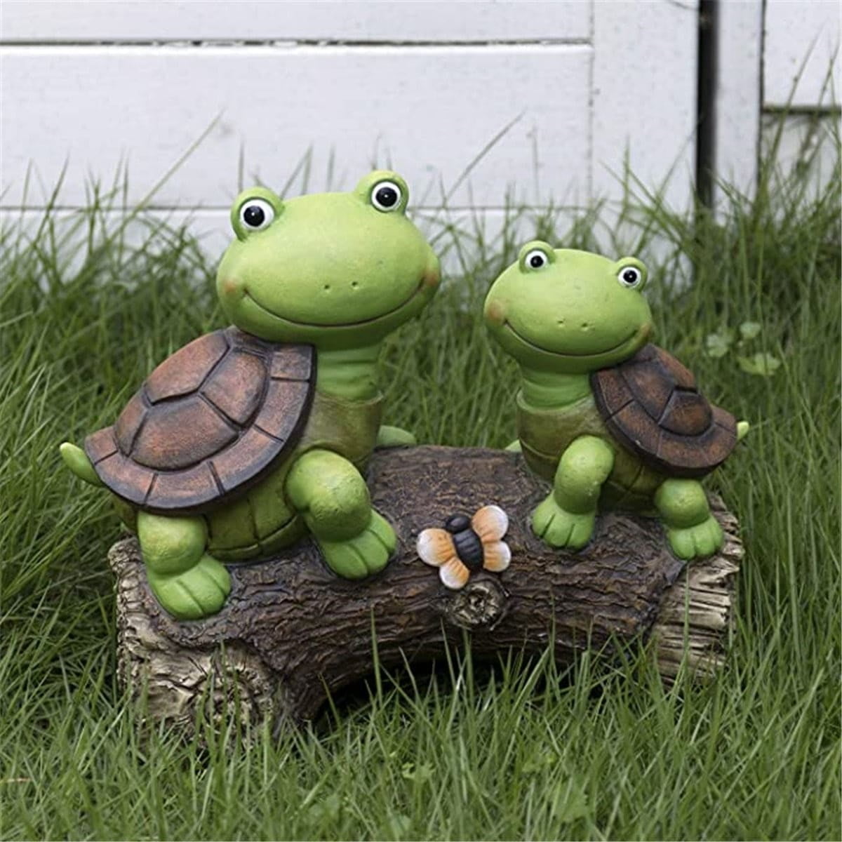 Green Resin Turtle Garden Statue with Solar LED Light