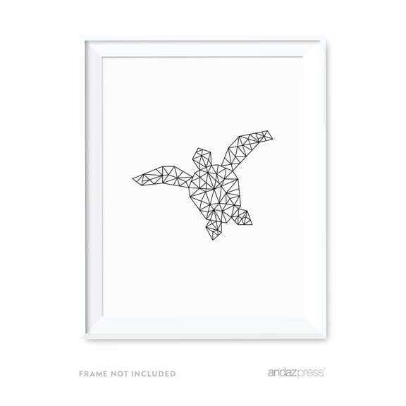 Turtle Geometric Animal Origami Wall Art Black White Minimalist Print