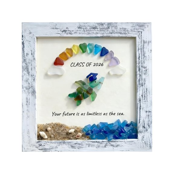 Turtle Graduation Art Class Of 2026 Keepsake Gift Graduation Frame Decor 8 X 8 Inch Wood Framed For Home Decoration Bookshelf Office