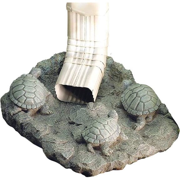 Turtle Gutter Downspout Splash Block, Decorative Outdoor Drain Extension, Rain Gutter Guard, Spout Diverter for Lawn, Patio & Yard, Animal Garden Statue