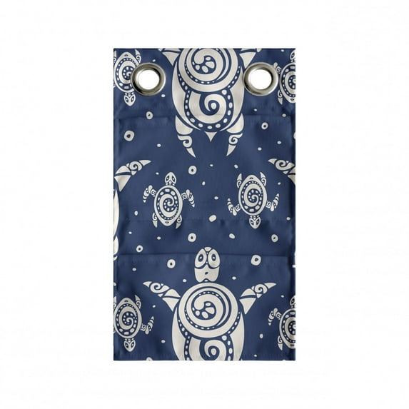 Turtle Hanging Pocket Organizer, Abstract Design Creative Caretta Caretta Designs and Tiny Bubbles, Printed Polyester Storage Bag with Pockets, 9" x 16", Night Blue and Ivory