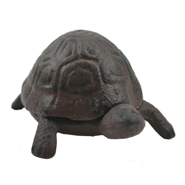 Turtle Hide A Key Box - Distressed Brown Cast Iron Flag Emotes