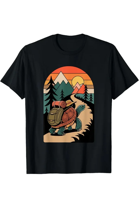 Turtle Hiking Camping Camp Camper Backpacking Outdoor Unisex T-Shirt, up to Size 5XL