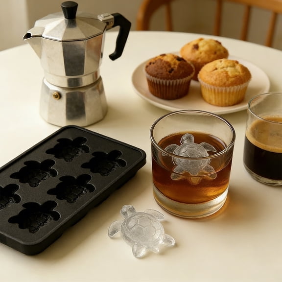 Turtle Ice Molds Silicone Ice Cube Tray for Fun and Decorative Sea Animal, for Cocktails, Whiskey, Cool Drinks, Tea, Coffee, and Parties
