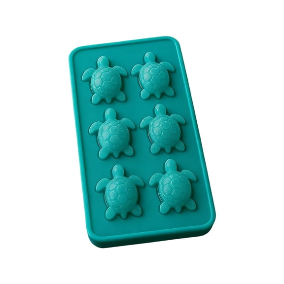 Turtle Ice Tray Molds, Silicone Ice Maker for Summer Drinks, Compartment Ice Molds with Transparent Lid and Easy Storage, Food Grade Material, Easy to Clean