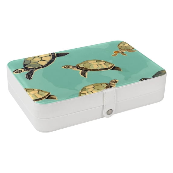 Turtle Jewelry Display Earring Holder Jewelry Box, PU Leather Organizer with Removable Compartment, Portable