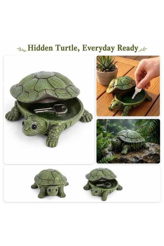 Turtle Key Hider for Outside, Waterproof Spare Key Hider to Hide a Key Securely, Outdoor Key Hider for Garden Patio Yard, Resin, 1/2PC
