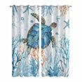 thumbnail image 1 of Turtle Kitchen Curtains 84 Inch Length, Blue Coastal Starfish Ocean Coral Nautical Grommet Top Bedroom Living Room Curtains, Light Filtering Cafe Curtain Drapes 2 Panels Set 84''x84'', 1 of 9
