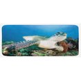 thumbnail image 1 of Turtle Kitchen Mat, Photo of Green Turtle and Lion Fish on Tropical Coral Reef Chelonia Snorkeling, Plush Decorative Kitchen Mat with Non Slip Backing, 47" X 19", Blue Green White, by Ambesonne, 1 of 1
