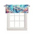 thumbnail image 1 of Turtle Kitchen Valances for Windows Farmhouse Linen Window Valance Curtain for Living Room Window Treatment Coastal Ocean Coral Gradient Watercolor Valance Rod Pocket Topper Drape, 60 x 18 Inch, 1 of 6