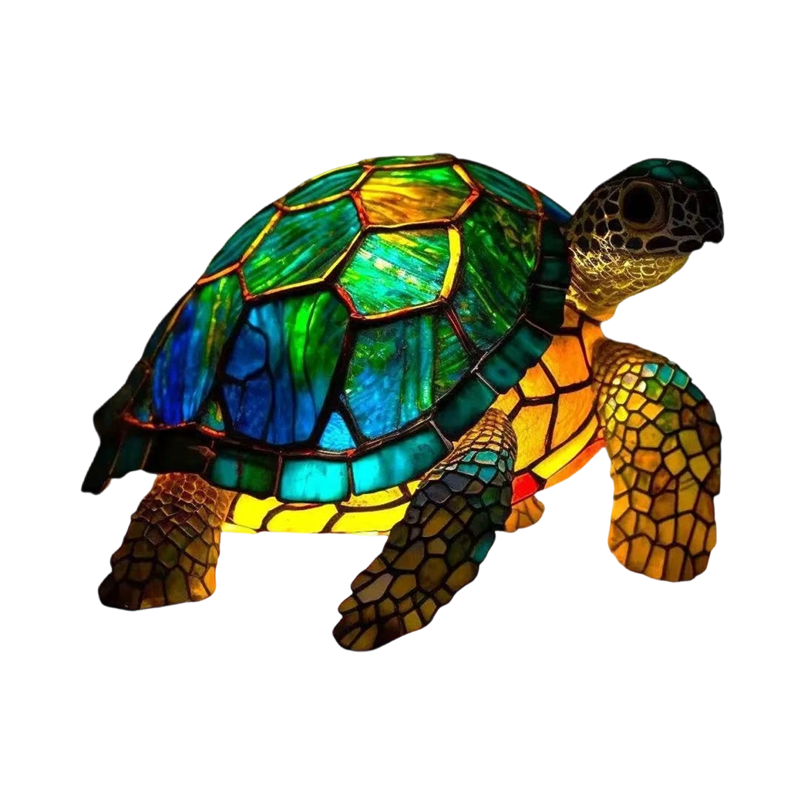 Turtle LED Animal Night Light Resin Sculpture Table Lamp, Stained Glass ...