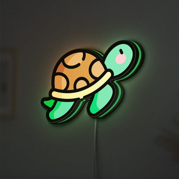 Turtle LED Lightbox - Wildlife Fauna Zoology Decor, Custom Led Sign for Home Office Shop Decor (Width 16 inch, 40cm)