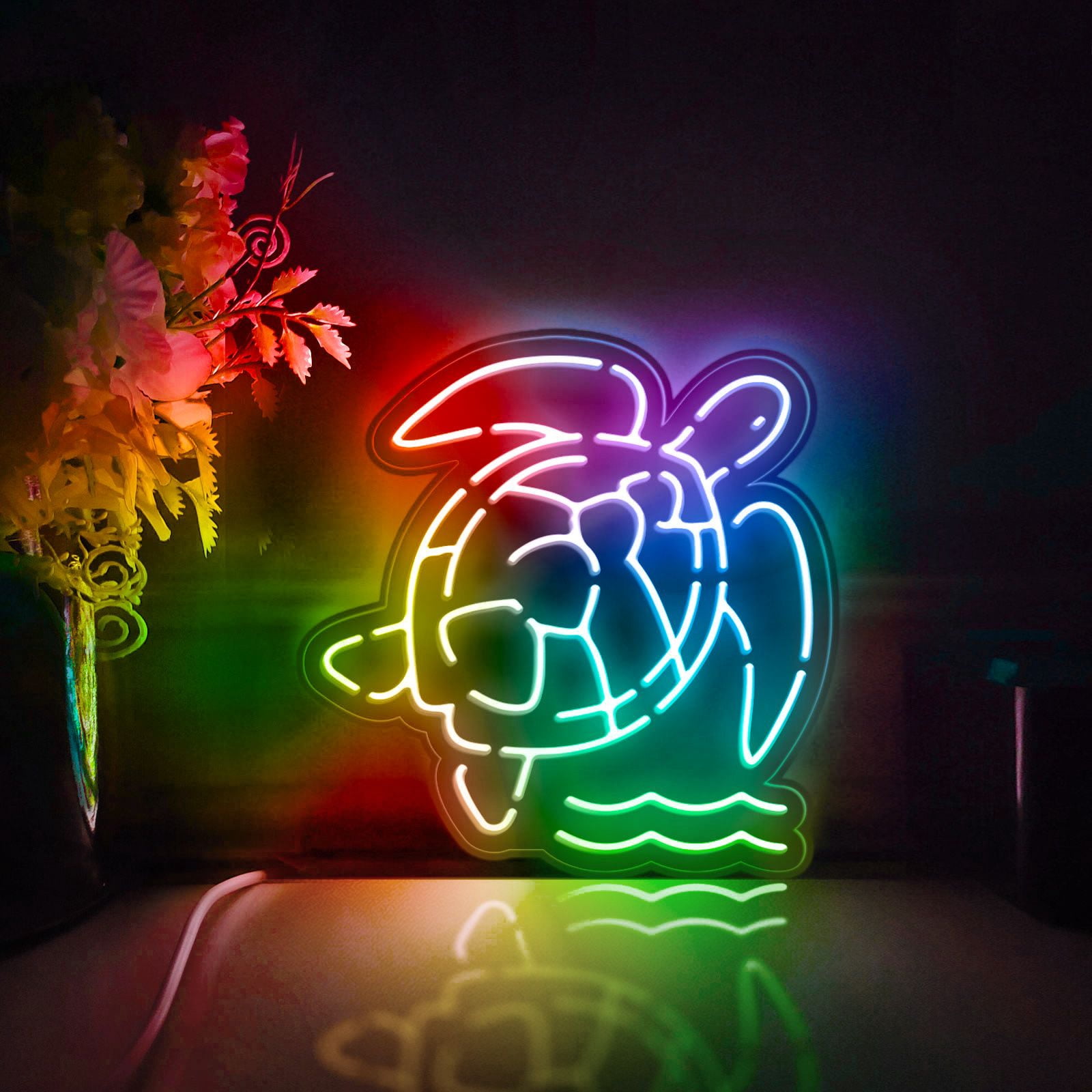 Turtle Led Light Box, Dimmable Neon-Like Light Signs USB Power for Wall ...