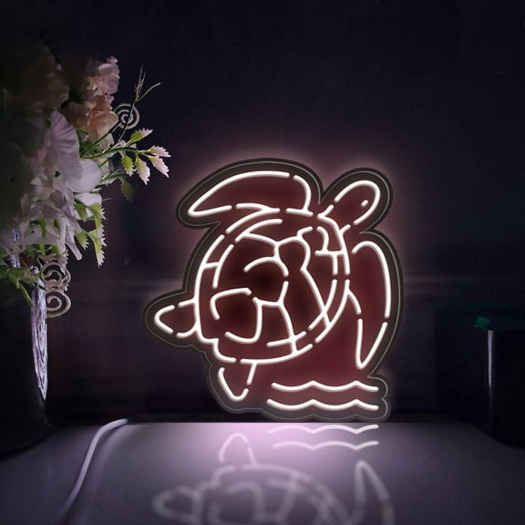Turtle Led Light Box, Dimmable Neon-Like Light Signs USB Power for Wall Decor Bedroom Decoration, Static Light (WxH) 6"x6"