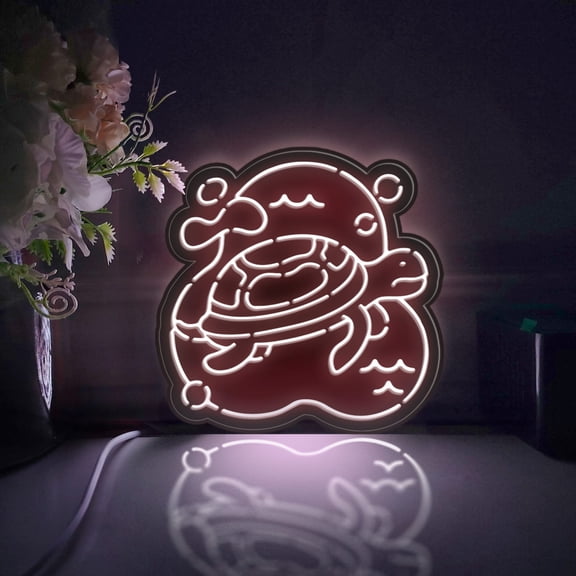 Turtle Led Light Box, Dimmable Neon-Like Light Signs USB Power for Wall Decor Bedroom Decoration, Static Light (WxH) 6"x6"