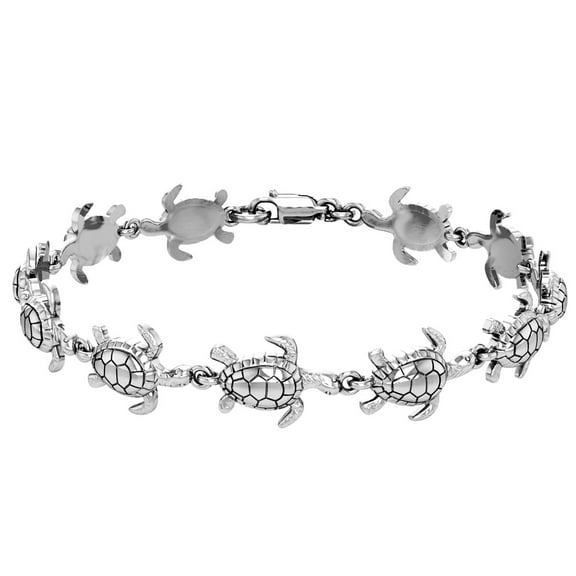 Turtle Link 925 Sterling Silver Bracelet Fine Sea Life Animal Totem Jewelry