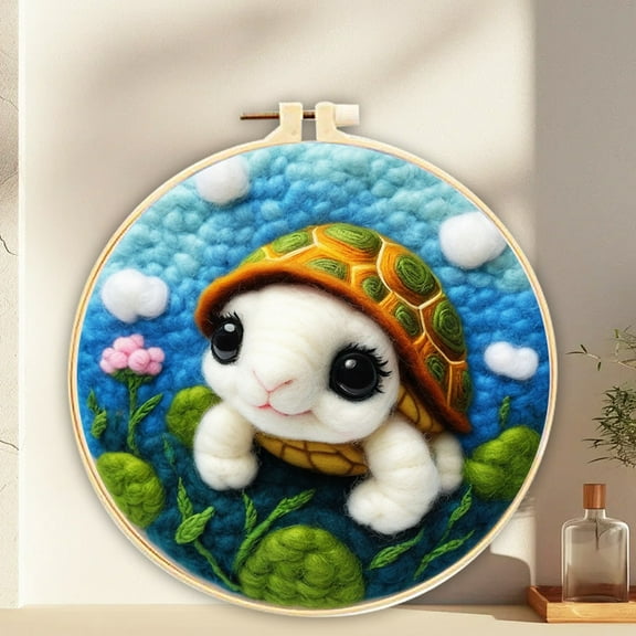 Turtle Love Needle Felting Set Beginner Felt Painting Set with Wool Felt Painting Set Decorative Frame Suitable for Home Decoration Christmas Gift