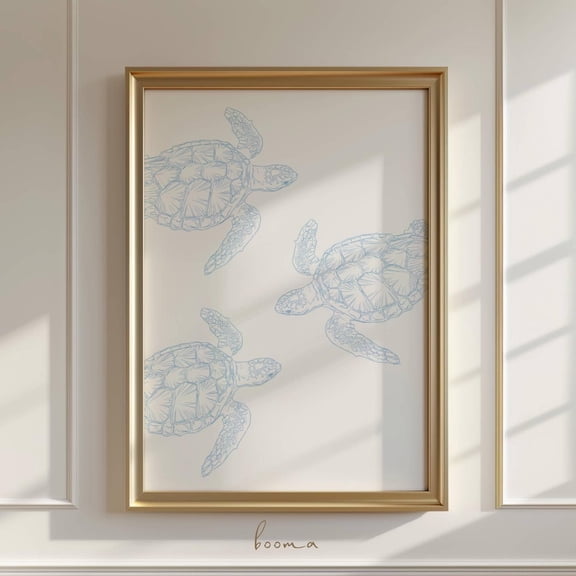 Turtle Lover Art Turtles Wall Art Peaceful Blue Turtles Dorm Room Decor Beach Vibes Print For Friend Coastal Poster Summer Print UNFRAMED Poster, Wall Art for Decor, Present, 12x18