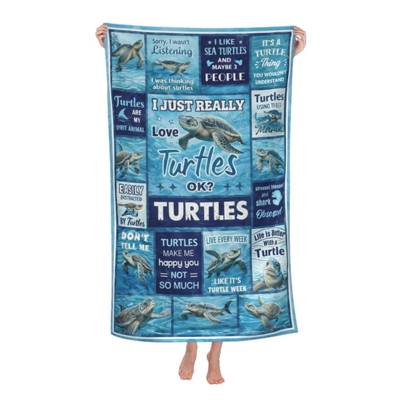 Turtle Lovers Ocean Animal Fans Bath Towel Soft and Highly Absorbent for Adults