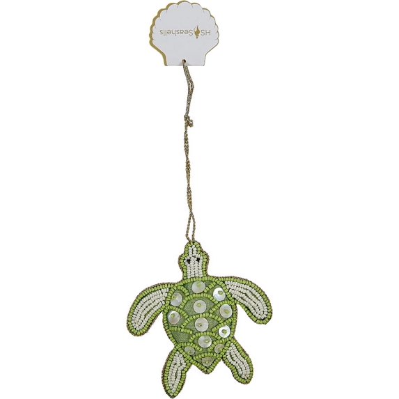 Turtle Lt Green- MOP Mother of Pearl & Beads Christmas Tree Ornament