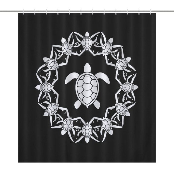 Turtle Mandala Art Print Shower Curtain Modern Home Bathroom Bathtub Decor Waterproof Fabric with Hooks
