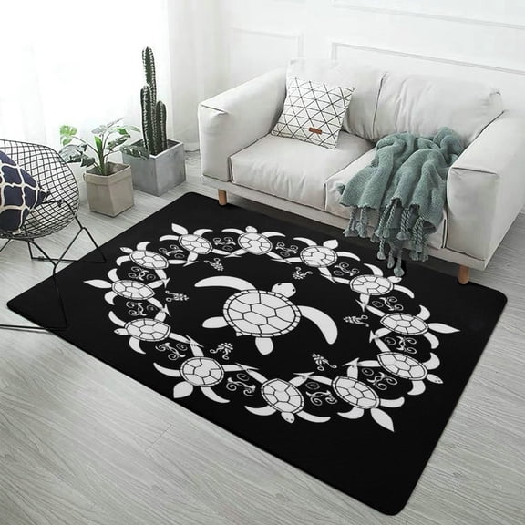 Turtle Mandala Art Print Soft Comfy Area Rugs Carpet Suitable for Living Room Kitchen Bedroom Laundry Room Home Decorations 59"x71"