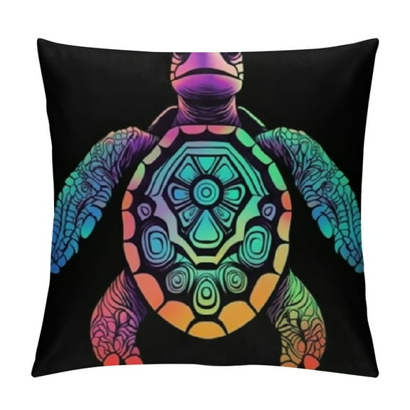 Turtle Mandala Sea Ocean Animal Artwork Boho Throw Pillow, , Multicolor