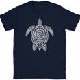 thumbnail image 1 of Turtle Mandala T-Shirt Beautiful Pattern Ocean Sea Shell Graphic Gift Tee - Navy, S, 1 of 1