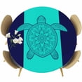 thumbnail image 1 of Turtle Mandalas Round Tablecloth, Fitted Table Cover with Elastic for 45"-54" Round Tables, Boho Modern Abstract Blue Stripe Summer Table Cloth Outdoor Indoor Dinning Party Waterproof Tablecloths, 1 of 7