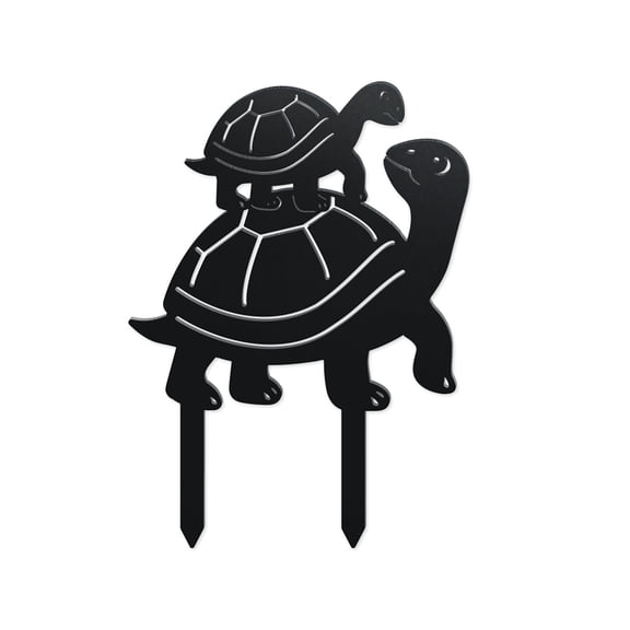 Turtle Metal Decorative Garden Stakes Tortoise Family Silhouette Metal Outdoor Statues Animals Garden Ornament Gifts Black Yard Art Decoration for Outdoor Backyard Patio Lawn Walkways DIY