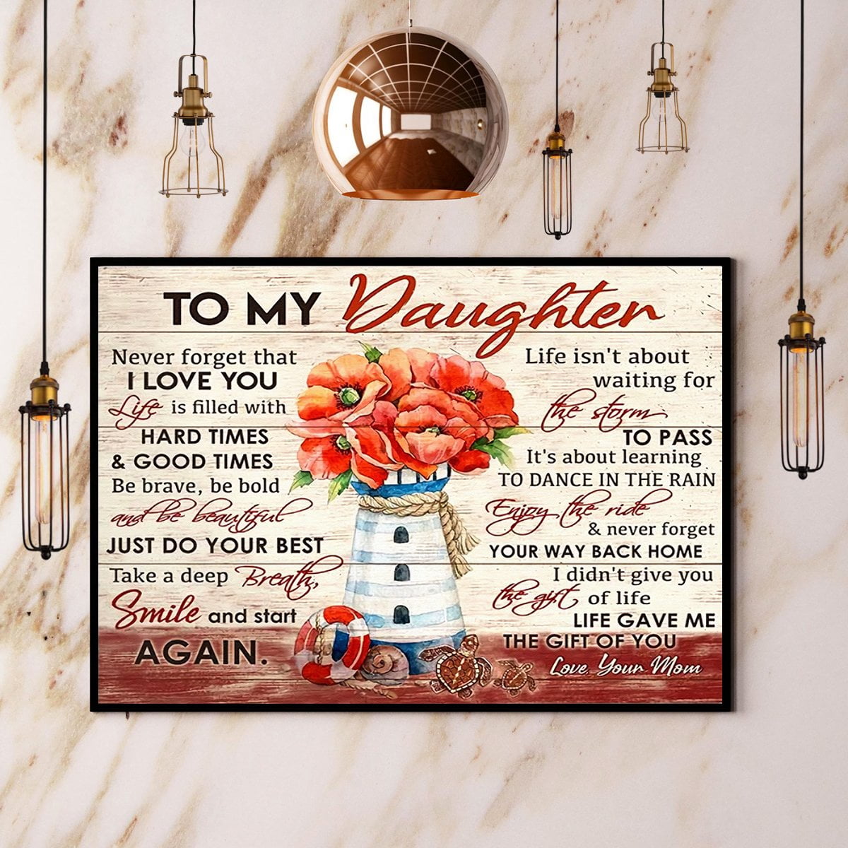 Turtle Mom To My Daughter Never Forget That I Love You Paper Poster No ...