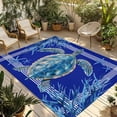 thumbnail image 1 of Turtle Navy Blue Outdoor Rug 5x8 Ft - Reversible Patio Rug Outdoor Camping Rugs, Coastal Starfish Coral Ocean Stripes Washable Indoor Outdoor Area Rugs, Non-Slip Outdoor Carpet Runner for Deck/Porch, 1 of 8