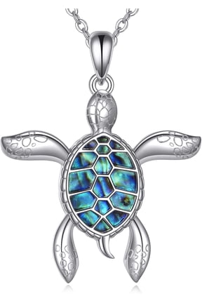 Turtle Necklace 925 Sterling Silver White Opal Sea Jewelry for Women Men