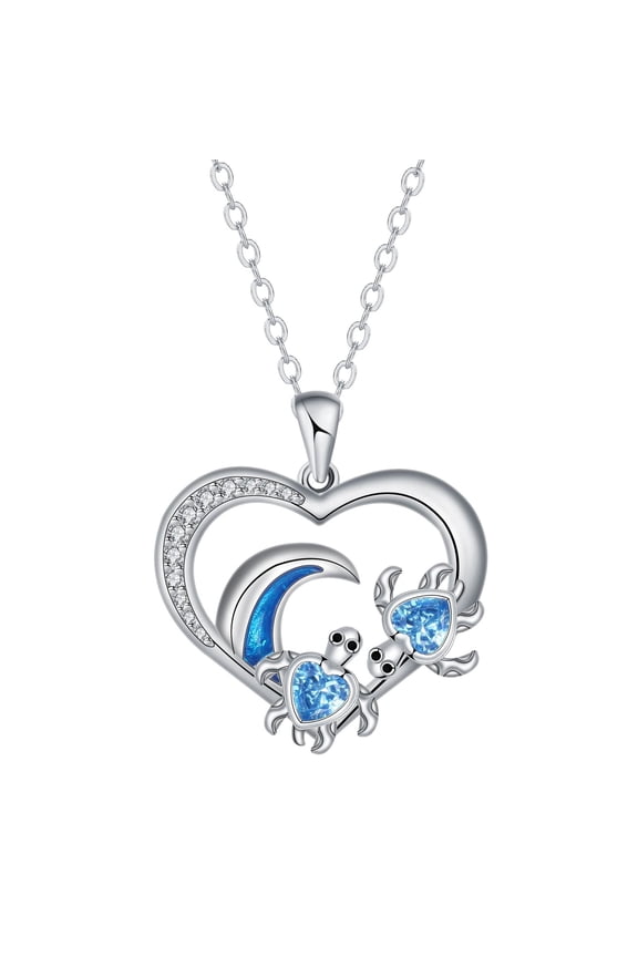 Valentine Day Gifts for Her, Love Heart Turtle Necklace, Sterling Silver Heart Shape Sea Animals Jewelry Gifts  for Women