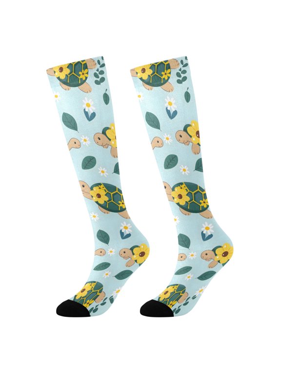 Turtle Novelty Patterned Knee High Socks Breathable Stretchy Soft Tall Boot Socks
