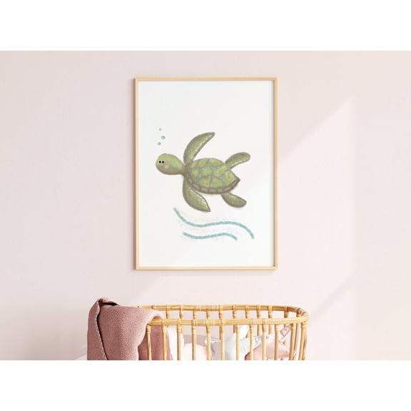 Turtle Nursery Decor, Ocean Sea Turtle Print, Unframed Paper Poster 16x20in