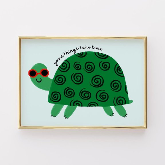 Turtle Nursery Smiling Animal Room Poster Unframed Paper Print