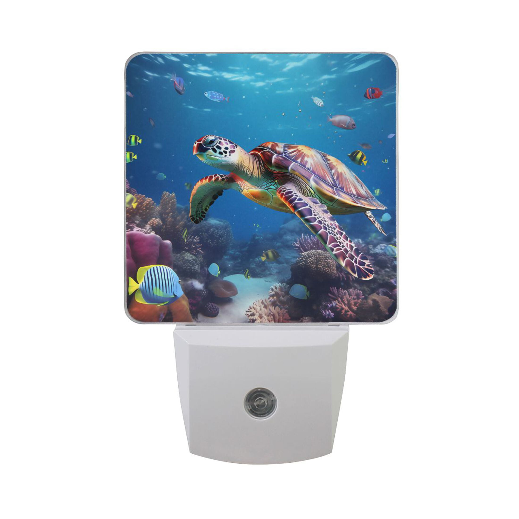 Turtle Ocean Fish LED Night Light Dusk to Dawn Sensor 2 Pack Plug-in ...