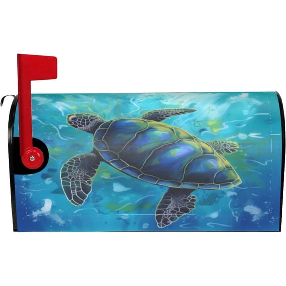 Turtle Ocean Magnetic Mailbox Covers, Mail Wraps Garden Yard Home Decor for Outdoor Standard Size 21x18 in
