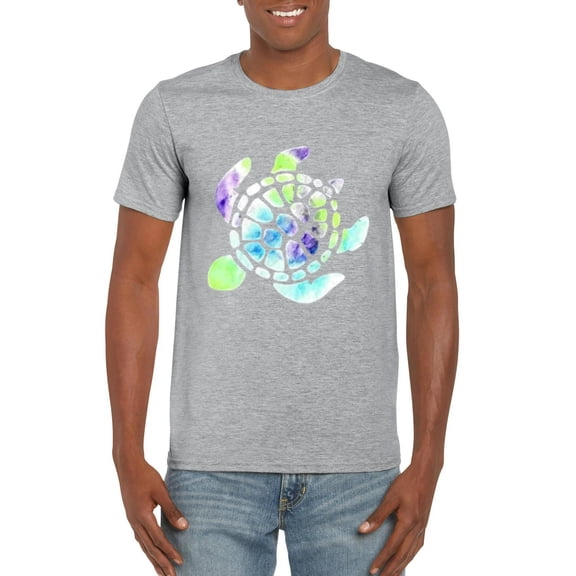 Turtle Ocean Nature-Inspired Animal Lover Watercolor Graphic T-Shirt, for men & women, up to size 5XL