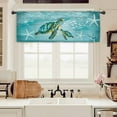 thumbnail image 1 of Turtle Ocean Sea Kitchen Curtain Valance 54W x 18H Rod Pocket Coastal Farmhouse Rustic Starfish Teal Window Treatment for Living Room Bedroom Bathroom, 1 of 6