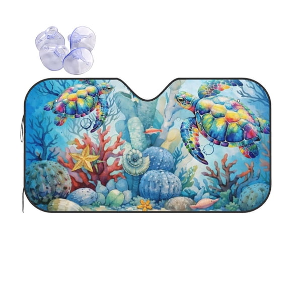 Turtle Ocean World Car Windshield Sun Shade Universal Fit Auto Sun Visor Protector