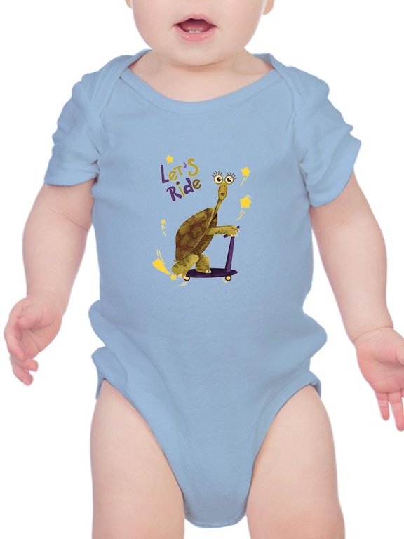 Turtle On Scooter Happy Cartoon Bodysuit Infant -Image by Shutterstock, Newborn